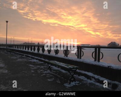 Winter-Sonnenuntergang Stockfoto