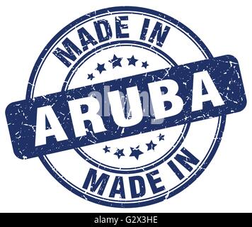 machte in Aruba blau Grunge Runde Stempel Stock Vektor