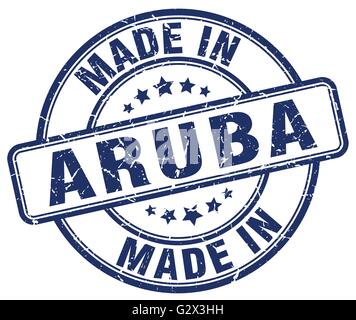 machte in Aruba blau Grunge Runde Stempel Stock Vektor