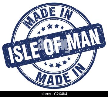 machte in Isle Of Man blaue Grunge Runde Stempel Stock Vektor