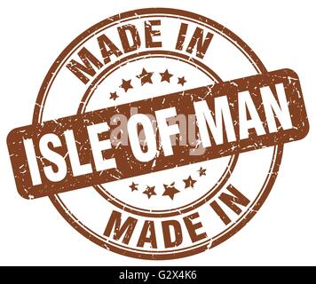 machte in Isle Of Man braune Grunge Runde Stempel Stock Vektor