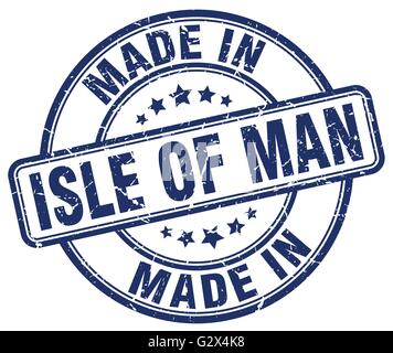 machte in Isle Of Man blaue Grunge Runde Stempel Stock Vektor