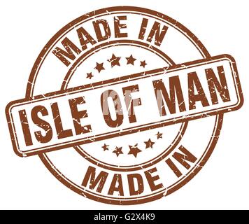 machte in Isle Of Man braune Grunge Runde Stempel Stock Vektor