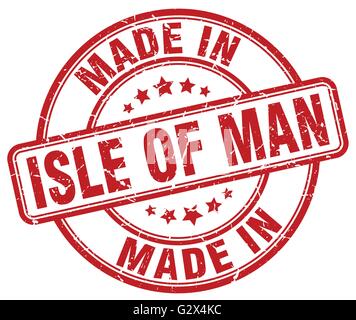 machte in Isle Of Man rote Grunge Runde Stempel Stock Vektor