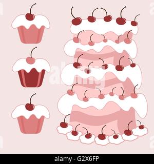 Torte mit Kirschen Stock Vektor
