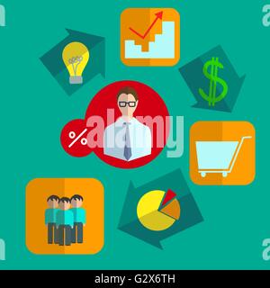 Fixierten Geschäft Infografiken Icons set Stock Vektor