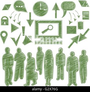 Isolierte Gruppensymbol Menschen, Pfeil, gadgets Stock Vektor