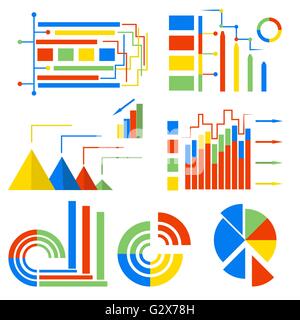Isolierte Symbole Diagramme festlegen Stock Vektor