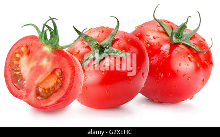 Tomaten auf dem weißen Hintergrund isoliert. Stockfoto