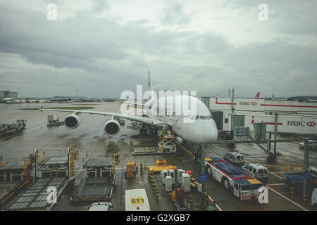 Malaysian Airlines A380 Airbus am Flughafen Heathrow in London Stockfoto