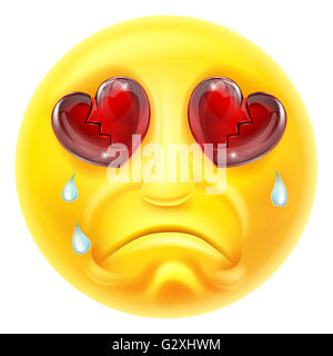 Eine Comicfigur Emoji Emoticons Heartbroken und Crying Stockfoto