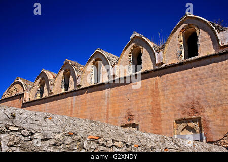 Detail aus der alten griechisch-orthodoxe Kirche von Taxiarchis im "Geisterdorf" Kayakoy Lykien, Provinz Mugla, Türkei. Stockfoto