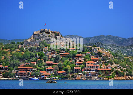 Kalekoy (Antike Simena), Kekova, Lykien, Provinz Antalya, Türkei. Stockfoto