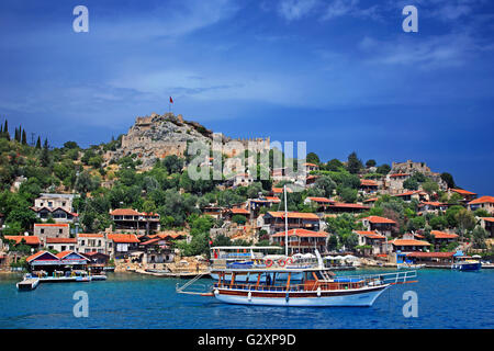 Kalekoy (Antike Simena), Kekova, Lykien, Provinz Antalya, Türkei. Stockfoto