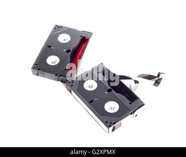 Mini-DV-Band. Kassette auf weißem Hintergrund Stockfoto