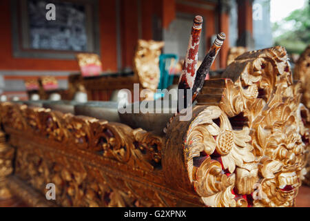 Traditionelle balinesischer perkussiver Musik Instrumente Instrumente für "Gamelan" Ensemble Musik, Ubud, Bali, Indonesien. Stockfoto
