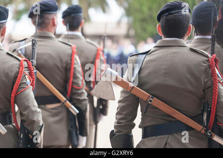 Badajoz, Spanien - 25. Mai 2016: spanische Truppen während der Tag der Streitkräfte. Achsen auf Rückseite Stockfoto