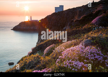 Sonnenuntergang am South Stack auf Anglesey Stockfoto