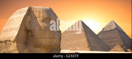 Wächter-Sphinx bewacht die Gräber der Pharaonen in Gizeh. Kairo, Ägypten Stockfoto