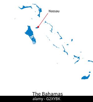 Detaillierten Vektorkarte von Bahamas und Hauptstadt Nassau Stock Vektor