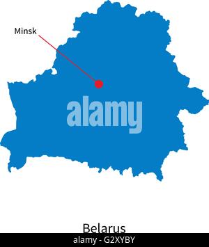 Detaillierten Vektorkarte von Belarus und der Hauptstadt Minsk Stock Vektor