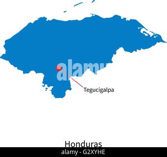 Detaillierten Vektorkarte von Honduras und Hauptstadt Tegucigalpa Stock Vektor