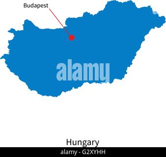 Detaillierten Vektorkarte von Ungarn und die Hauptstadt Budapest Stock Vektor