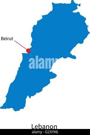 Detaillierten Vektorkarte von Libanon und Hauptstadt Beirut Stock Vektor
