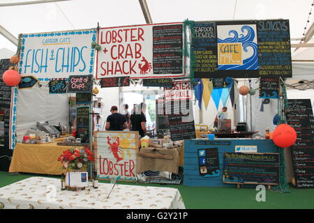 Cafe Mor Meeresfrüchte, Food Hall, Hay Festival 2016, Hay-on-Wye, Kind, Powys, Wales, Großbritannien Vereinigtes Königreich UK Europe Stockfoto