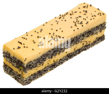 Mohn-Kuchen mit Vanille Creme Ausschnitt Stockfoto