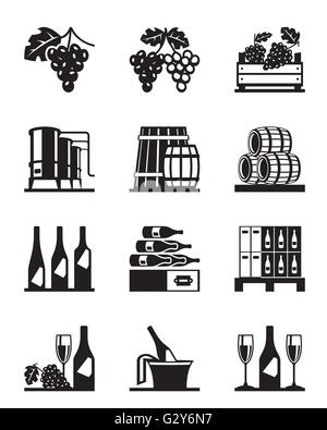 Trauben und Wein Icon-Set - Vektor-illustration Stock Vektor