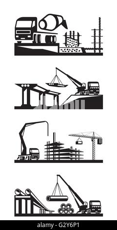Verschiedene Arten von Bau-Szenen - Vektor-illustration Stock Vektor