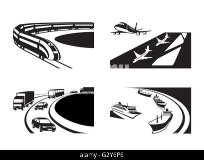 Verschiedene Transport-Szenen - Vektor-illustration Stock Vektor