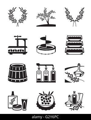 Oliven und Olivenöl - Vektor-illustration Stock Vektor