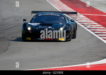 Misano Adriatico, Italien - 10. April 2016: Ferrari 458 Italia GT3 Rinaldi Racing Team, angetrieben von Christian Hook Stockfoto