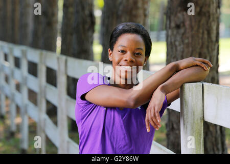 Gabby Douglas auf der Karolyi Ranch, USA Gymnastik National Team Training Center in der Sam Houston National Forest. Stockfoto