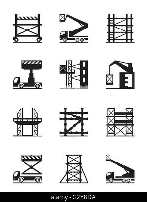 Gerüst und Bau Krane Icon-Set - Vektor-illustration Stock Vektor