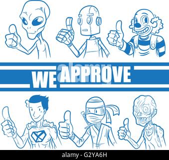 Verschiedene Zeichen Daumen hoch Stock Vektor