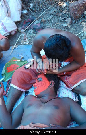 Gesichts Make-up theyyam Stockfoto