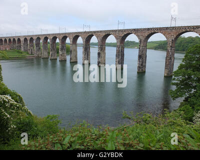 Eisenbahn Brücke über Fluss Tweed Berwick am Tweed, Northumberland Stockfoto