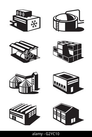 Industrie- und Lagerhallen - Vektor-illustration Stock Vektor