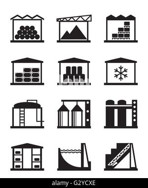Industrie- und Lagerhallen - Vektor-illustration Stock Vektor
