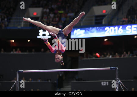 Hartford, CT, USA. 4. Juni 2016. Turnerin Ragan Smith (Texas Dreams) konkurriert während der senior Mehrkampf bei der 2016 Geheimnis US Classic in Hartford, CT. Melissa J. Perenson/CSM/Alamy Live News Stockfoto