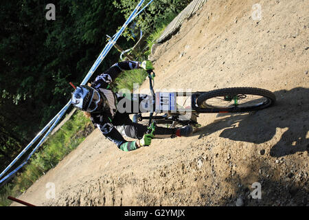 Fort William, Großbritannien. 5. Juni 2016. Craig Evans GBR auf dem Platz für den Downhill Mountainbike-Weltcup in Fort William, Schottland am 5. Juni 2016. Bildnachweis: Malcolm Gallone/Alamy Live-Nachrichten Stockfoto