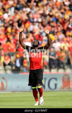 Brüssel, Belgien. 5. Juni 2016. International Football freundlich. Belgien vs. Norwegen. Lukaku Romelu von Belgien feiert sein frühe Tor in der 3. Minute. Belgien kam von hinten, gewinnt das Spiel 3: 2 Credit: Action Plus Sport/Alamy Live News Stockfoto