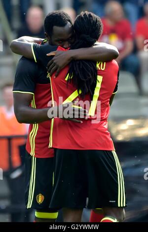 Brüssel, Belgien. 5. Juni 2016. International Football freundlich. Belgien vs. Norwegen. Lukaku Romelu von Belgien feiert sein frühe Tor in der 3. Minute. Belgien kam von hinten, gewinnt das Spiel 3: 2 Credit: Action Plus Sport/Alamy Live News Stockfoto