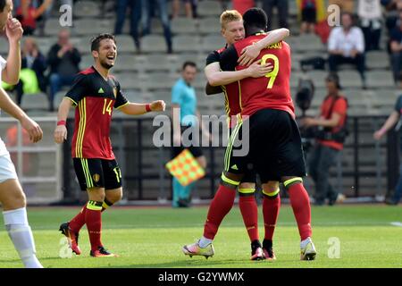 Brüssel, Belgien. 5. Juni 2016. International Football freundlich. Belgien vs. Norwegen. Lukaku Romelu von Belgien feiert sein frühe Tor in der 3. Minute. Belgien kam von hinten, gewinnt das Spiel 3: 2 Credit: Action Plus Sport/Alamy Live News Stockfoto