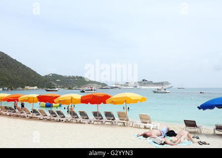 Szene auf Great Bay in Philipsburg, St. Maarten. Stockfoto