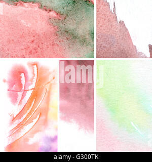 Aquarell abstrakt handgemalte Hintergründe festlegen Stockfoto
