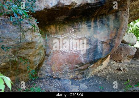 Höhlenmalereien einer Röntgen-Figur am Nourlangie Rock (Burrunggui), Kakadu-Nationalpark, Northern Territory, Australien Stockfoto